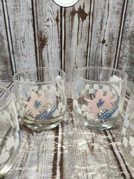 1989 Anchor Hocking Lowball Glasses Pastel Floral Juice Tumblers Set of 4 EUC - Picture 3 of 10